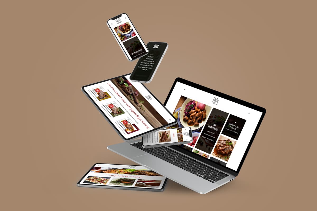 Food by Four mobiel, tablet en laptop met website