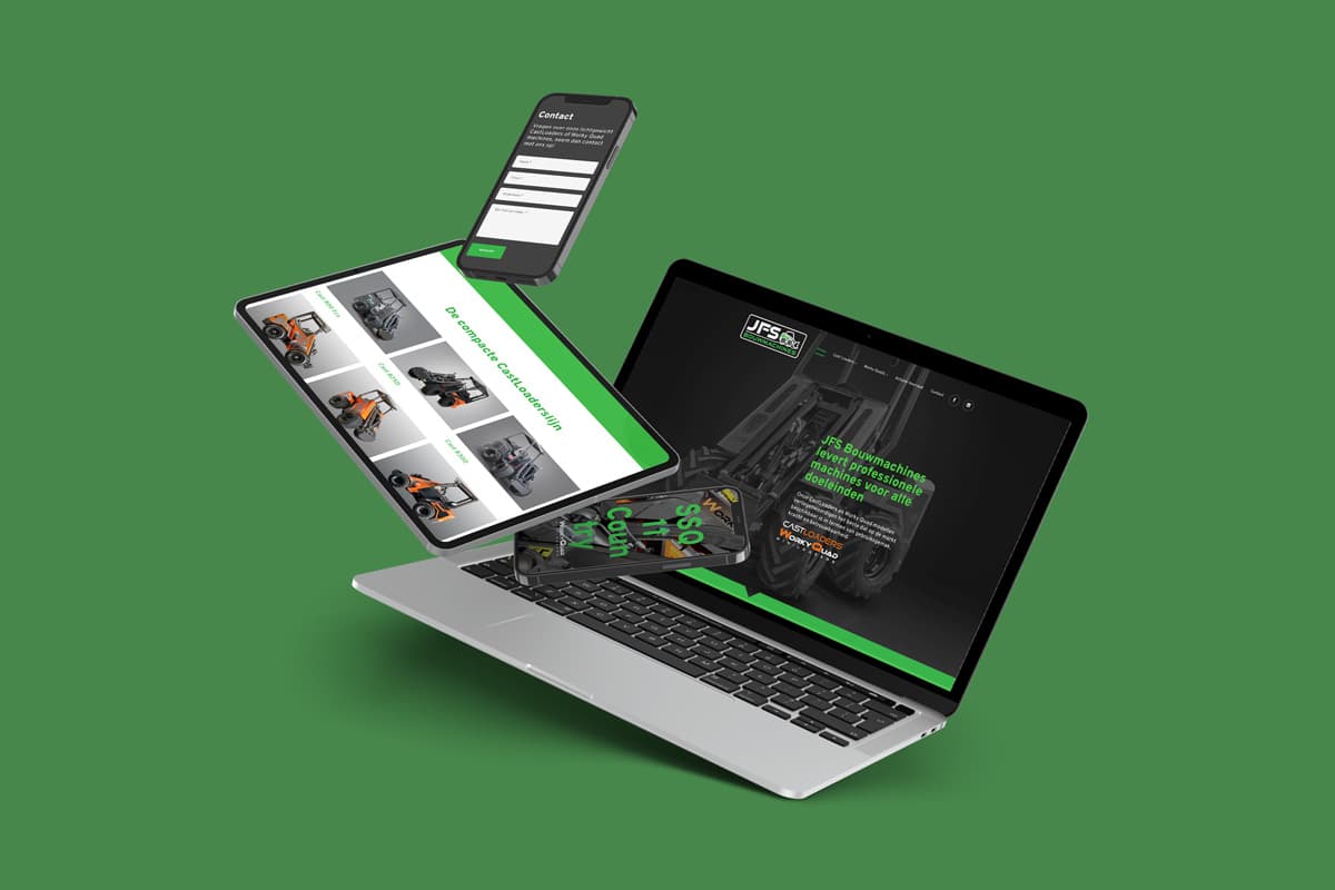 JFS Bouwmachines mobiel, tablet en laptop met website