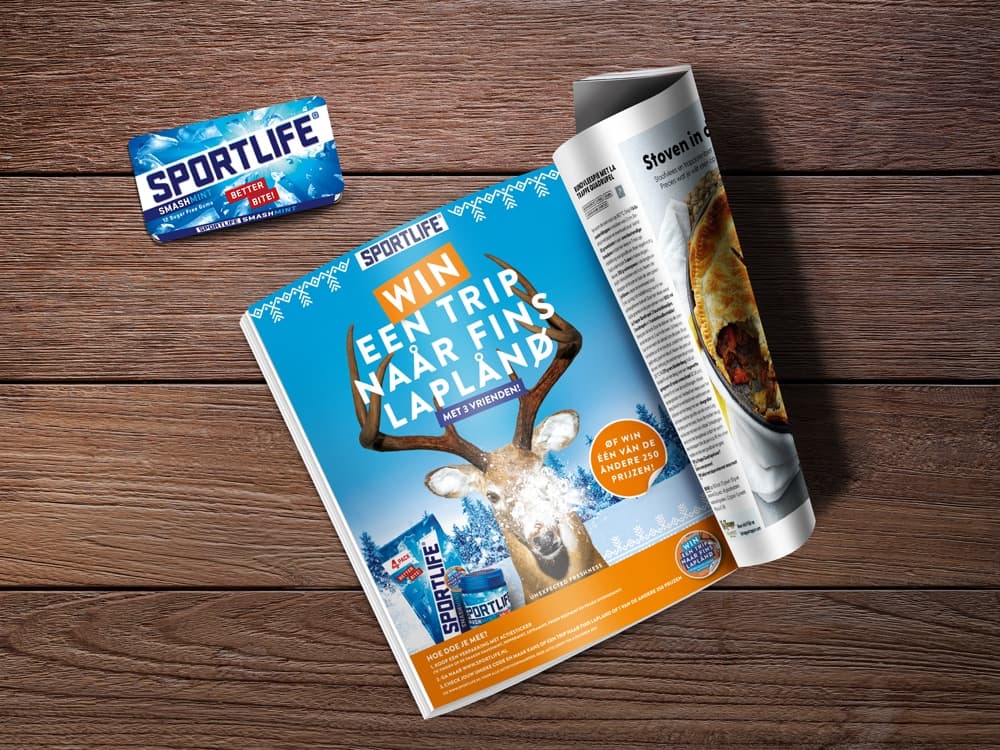 Sportlife magazine advertentie en kauwgompakje