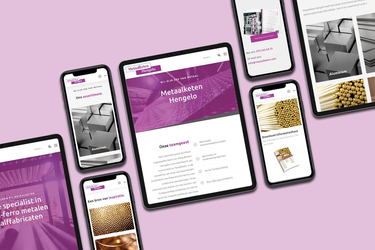 Tablet en mobiel met website van Metaalketen